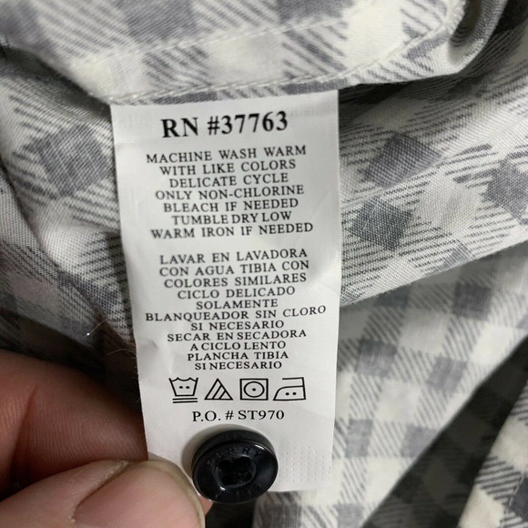 Perry Ellis Mens Medium Gray Check Plaid Linen Button Up Shirt New With Tags - Picture 7 of 10
